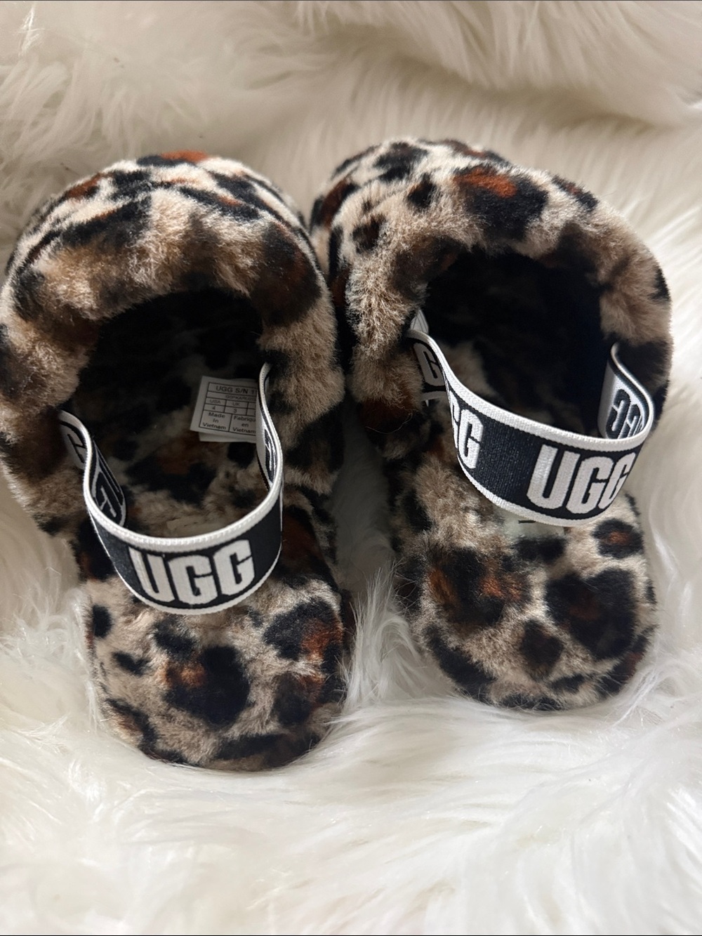 UGG Leopard-Print Faux Fur Slide Slippers in Brown and Black